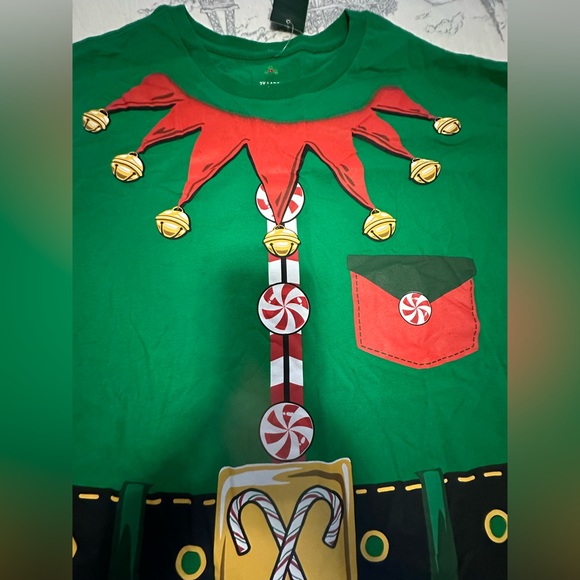 Mens Green Christmas Elf Costume Tee Short Sleeve T-Shirt 2xl - Picture 5 of 10